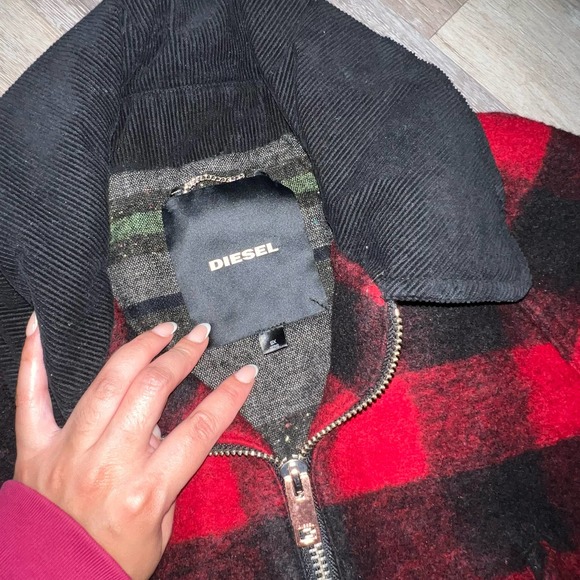 Diesel Bomber Jacket Plaid Black and Red XS - Picture 7 of 7